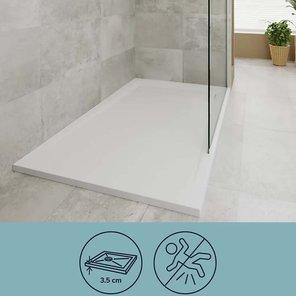 GoodHome Receveur de douche 90 x 140 cm, résine, blanc, Luiro