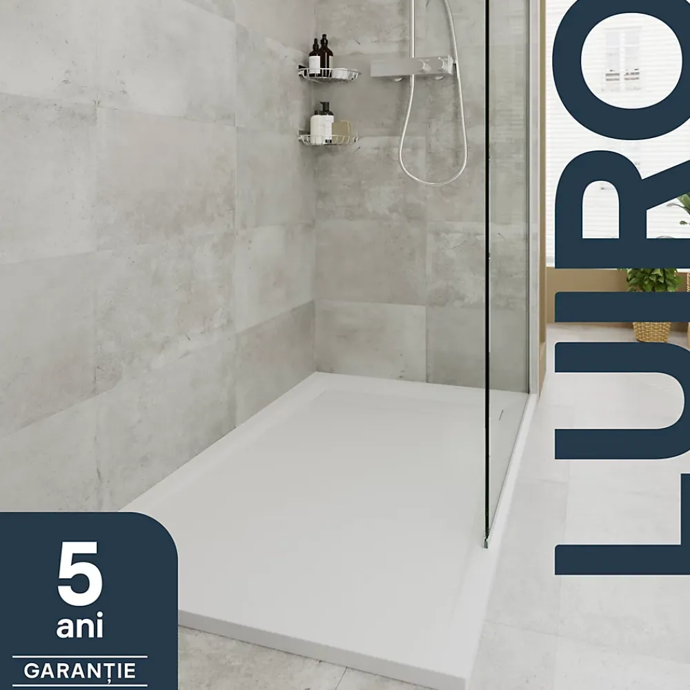 GoodHome Receveur de douche 90 x 140 cm, résine, blanc, Luiro