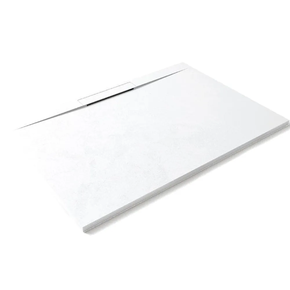 Stano Receveur de douche 90 x 140 cm extra-plat en fonte minerale LYRA blanc