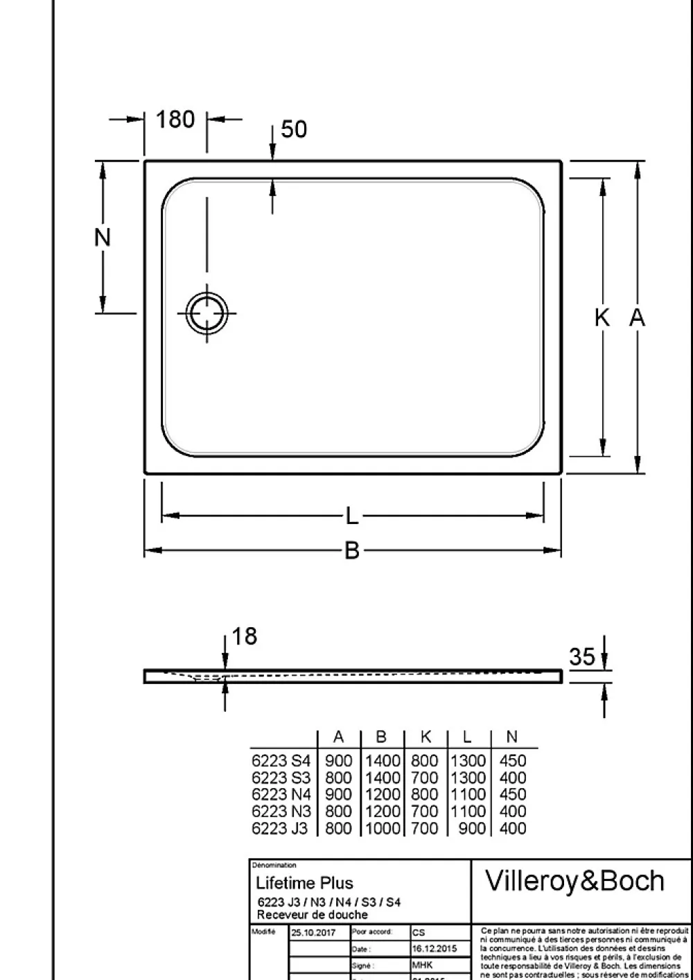 Villeroy & Boch Receveur de douche 90 x 120 cm en céramique, blanc, Slim