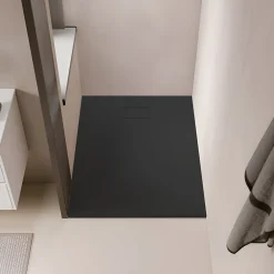 Receveur De Douche|Stano Receveur de douche 80 x 120 cm extra plat noir PIATTO en SoliCast surface ardoisee