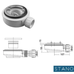 Stano Receveur de douche 90 x 170 cm extra plat QUORE en resine surface ardoisee beton