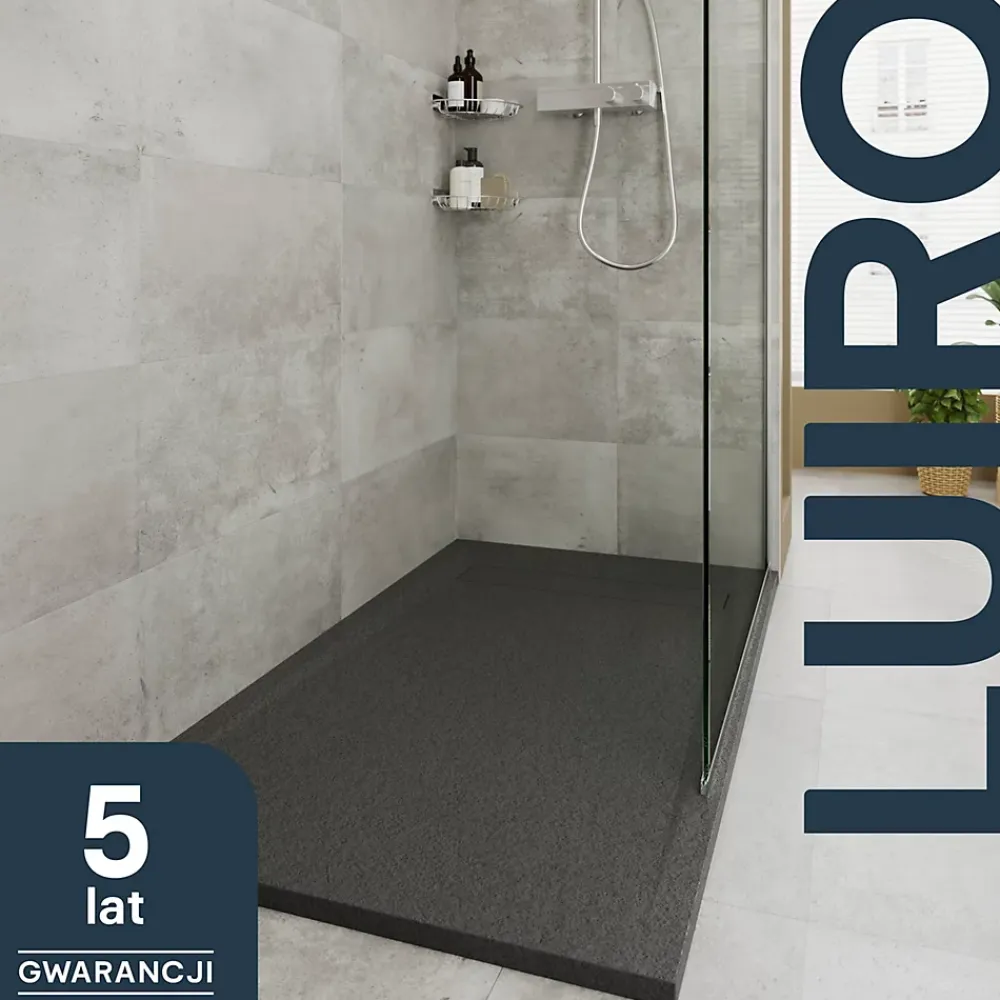 Receveur De Douche|GoodHome Receveur de douche 80 x 140 cm, résine, noir, Luiro