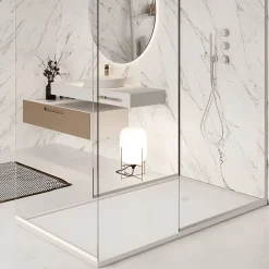 Receveur De Douche|Stano Receveur de douche 70 x 120 cm extra plat blanc en resine minerale SARIN Acier inoxydable