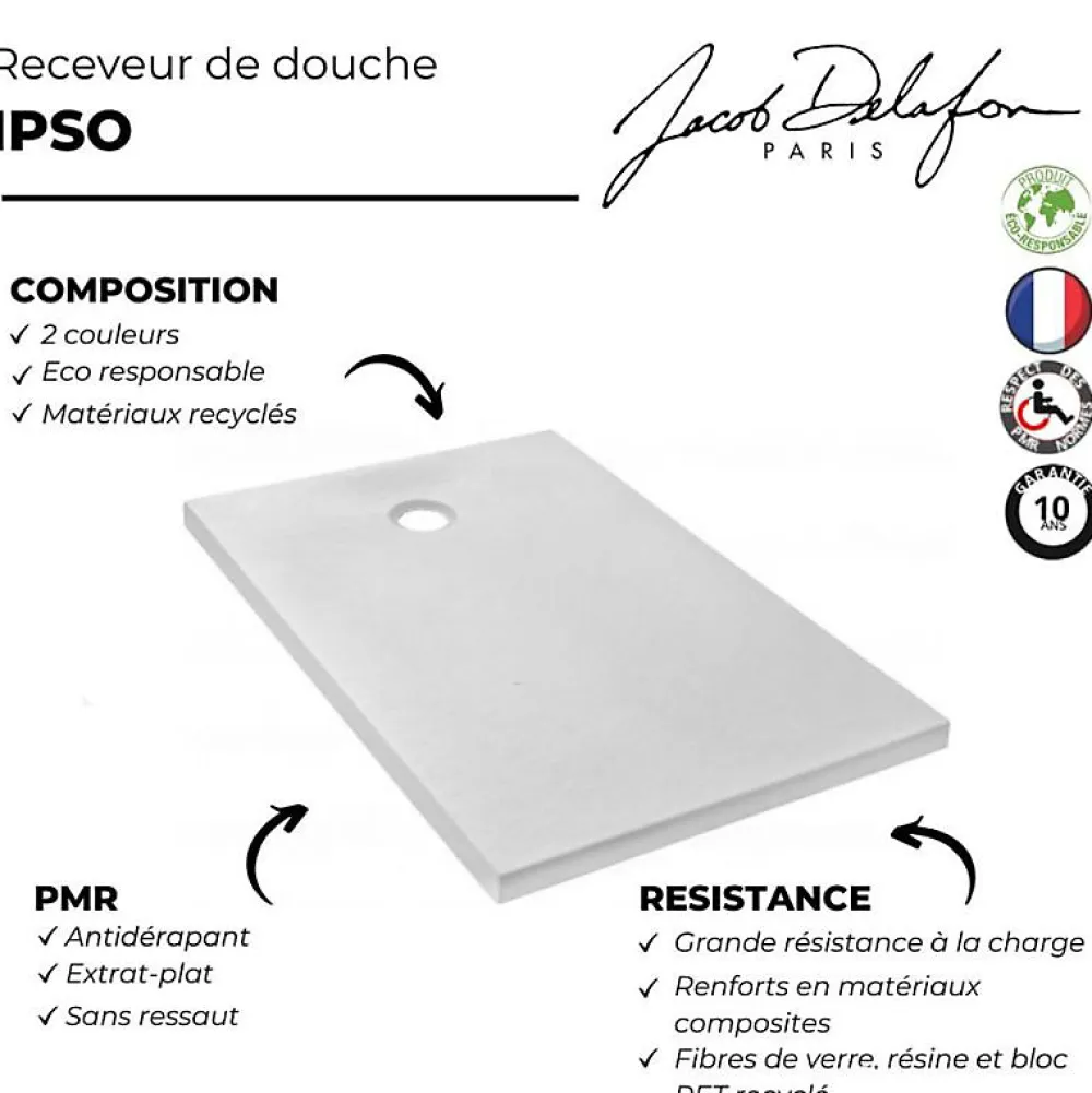 Receveur De Douche|Jacob Delafon Receveur de douche 140 x 90 Ipso rectangle blanc