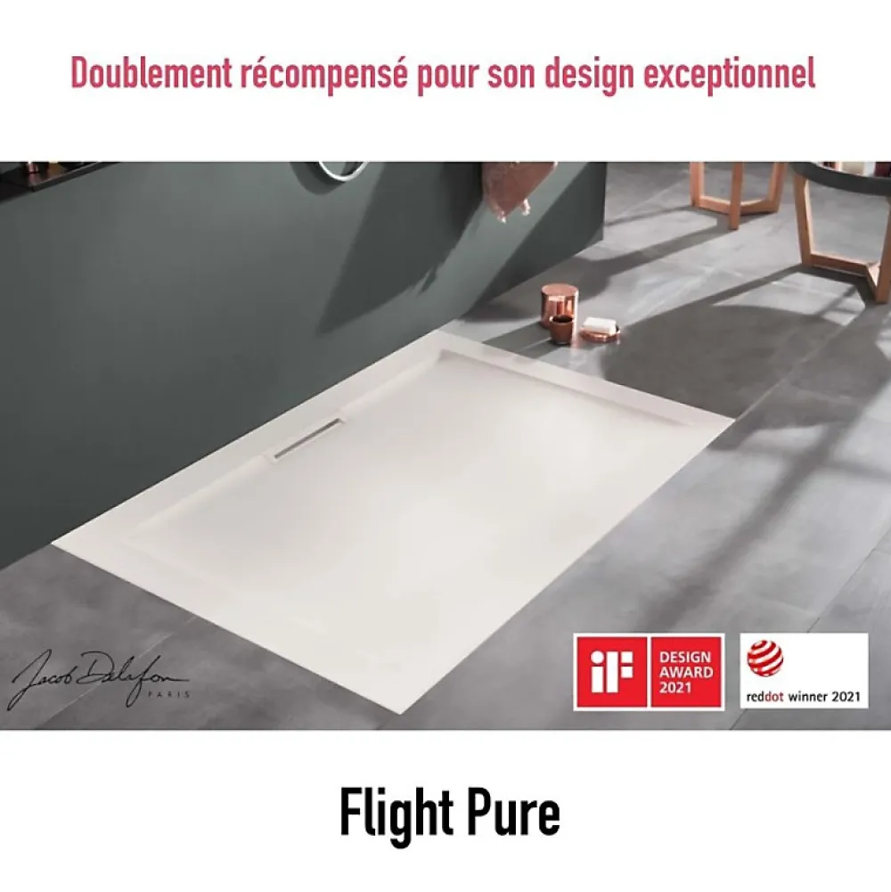 Jacob Delafon Receveur de douche 120 x 80 Flight Pure rectangle blanc