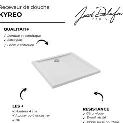 Jacob Delafon Receveur de douche 80 x 80 Kyreo ceramique carré blanc
