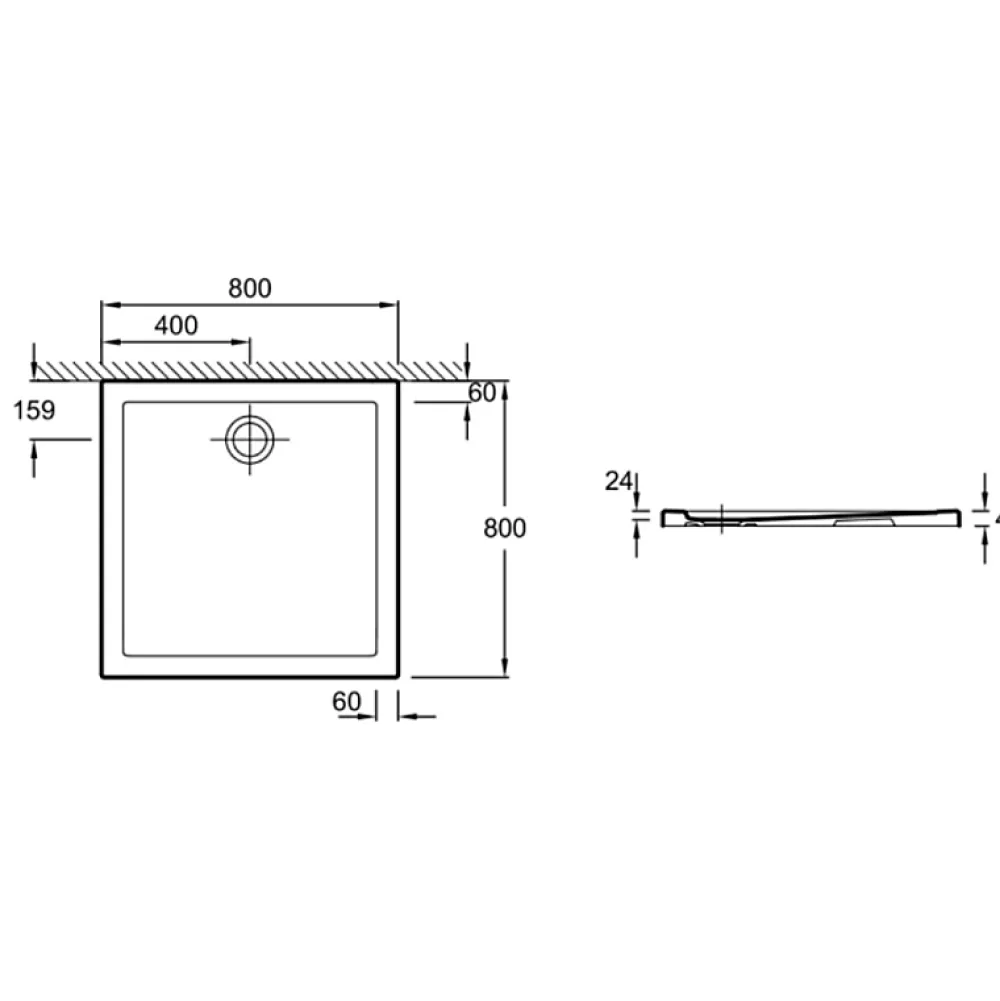 Jacob Delafon Receveur de douche 80 x 80 Kyreo ceramique carré blanc