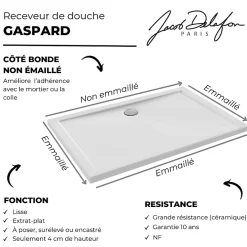 Jacob Delafon Receveur de douche 120 x 80 Gaspard extra-plat céramique