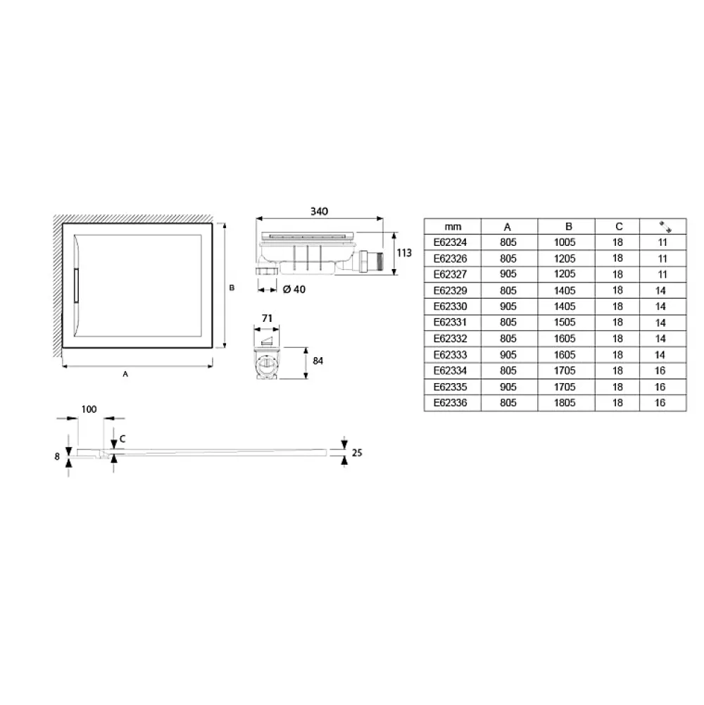 Jacob Delafon Receveur de douche 160 x 90 Flight Pure rectangle blanc