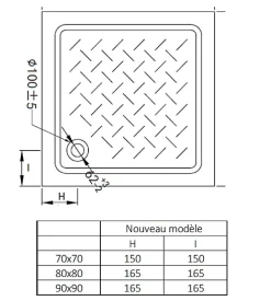 Receveur De Douche|Ondee Receveur de douche 80 x 80 x 10 cm, blanc brillant, Cera Ondée