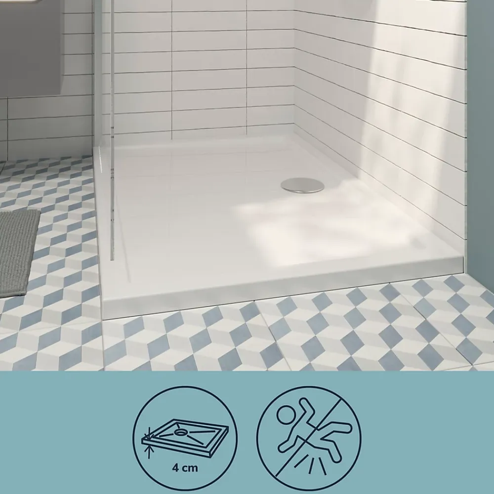 Receveur De Douche|GoodHome Receveur de douche acrylique 90 x 120 cm, blanc, Vorma