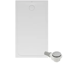 Villeroy & Boch Receveur de douche antidérapant 140 x 80 VILLEROY ET BOCH Lifetime Plus Cerasoft céramique blanc + Bonde chromé brossé