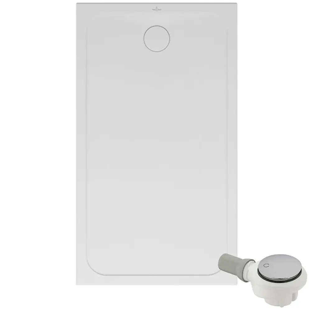 Villeroy & Boch Receveur de douche antidérapant 140 x 80 VILLEROY ET BOCH Lifetime Plus Cerasoft céramique blanc + Bonde chromé brossé