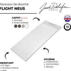 Jacob Delafon Receveur de douche antidérapant 170 x 80 Flight Neus rectangle blanc
