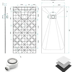 Saniverre Receveur de douche BAYA extra-plat aspect pierre noir 80 x 160 cm + bonde