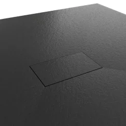 Saniverre Receveur de douche BAYA extra-plat aspect pierre noir 100 x 140 cm + bonde