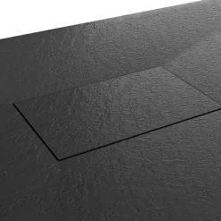 Saniverre Receveur de douche BAYA extra-plat aspect pierre noir 90 x 160 cm + bonde