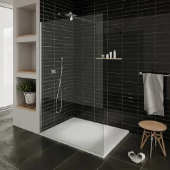 Receveur De Douche|Saniverre Receveur de douche BAYA extra-plat aspect pierre blanc 90 x 160 cm + bonde