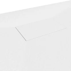 Receveur De Douche|Saniverre Receveur de douche BAYA extra-plat aspect pierre blanc 90 x 160 cm + bonde