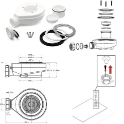 Receveur De Douche|Saniverre Receveur de douche BAYA extra-plat aspect pierre blanc 90 x 160 cm + bonde