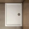 Receveur De Douche|AICA Sanitaire Receveur de douche blanc 100x80x3 cm - Extra plat - Carré - Résine antidérapante