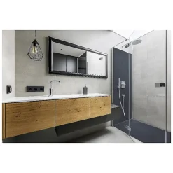 U-tile Receveur de douche blanc 120 x 80 cm en résine aspect ardoise - grille caniveau