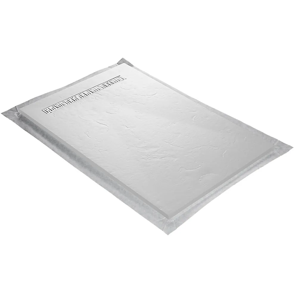 U-tile Receveur de douche blanc 200 x 100 cm haute densité aspect ardoise - grille caniveau