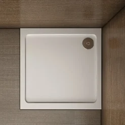 Receveur De Douche|AICA Sanitaire Receveur de douche blanc 80x80x3 cm - Extra plat - Carré - Résine antidérapante avec le bonde de douche et siphon 90cm
