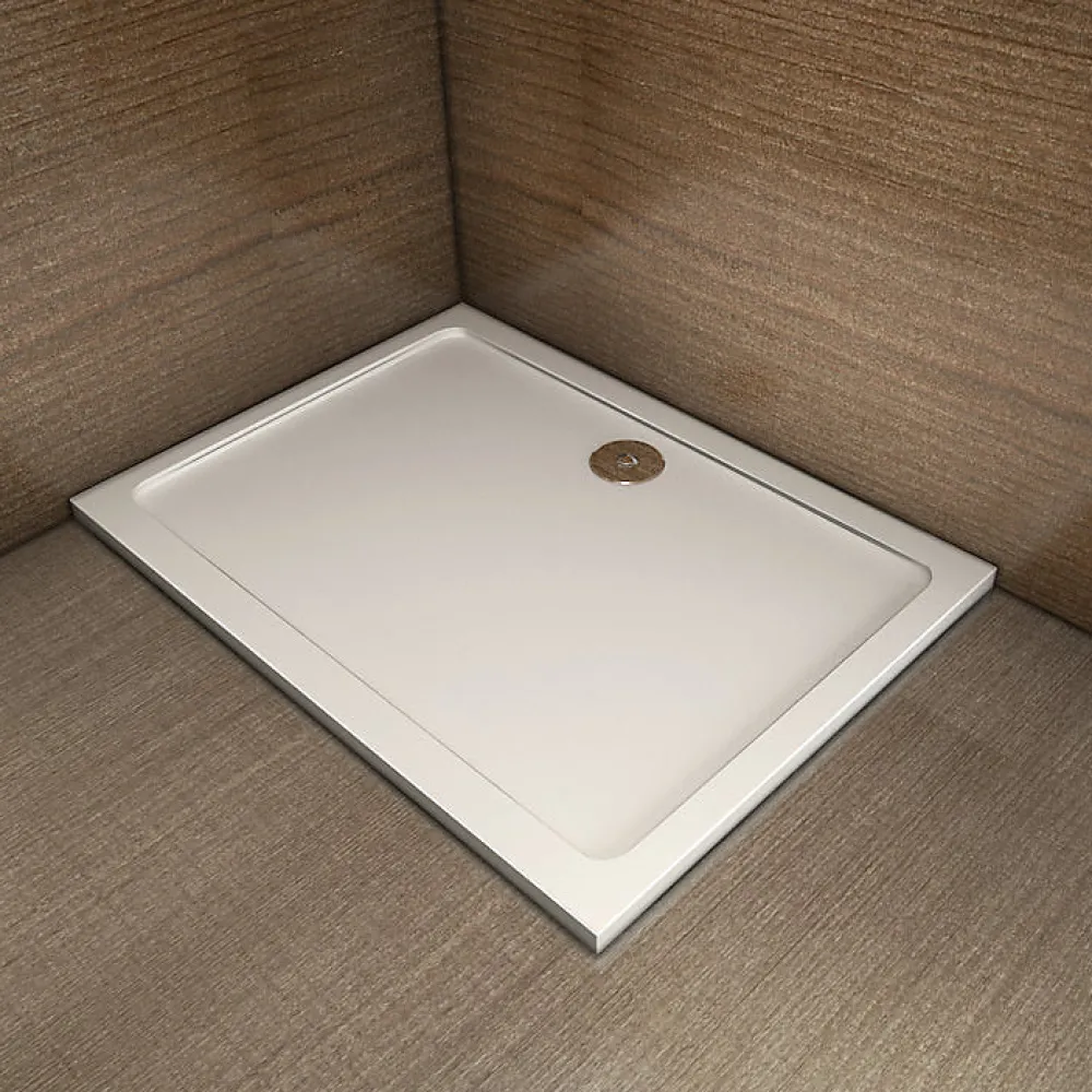 Receveur De Douche|AICA Sanitaire Receveur de douche blanc 90x80x3 cm - Extra plat - Carré - Résine antidérapante