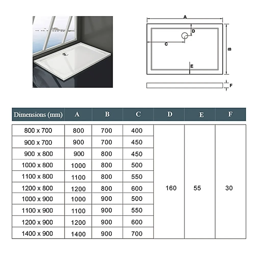 Receveur De Douche|AICA Sanitaire Receveur de douche blanc 90x80x3 cm - Extra plat - Carré - Résine antidérapante