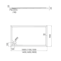 Receveur De Douche|Otitec Receveur de douche en acrylique blanc - rectangulaire - ZAHER - 100 x 90