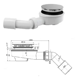 Receveur De Douche|Otitec Receveur de douche en acrylique blanc - rectangulaire - ZAHER - 100 x 90