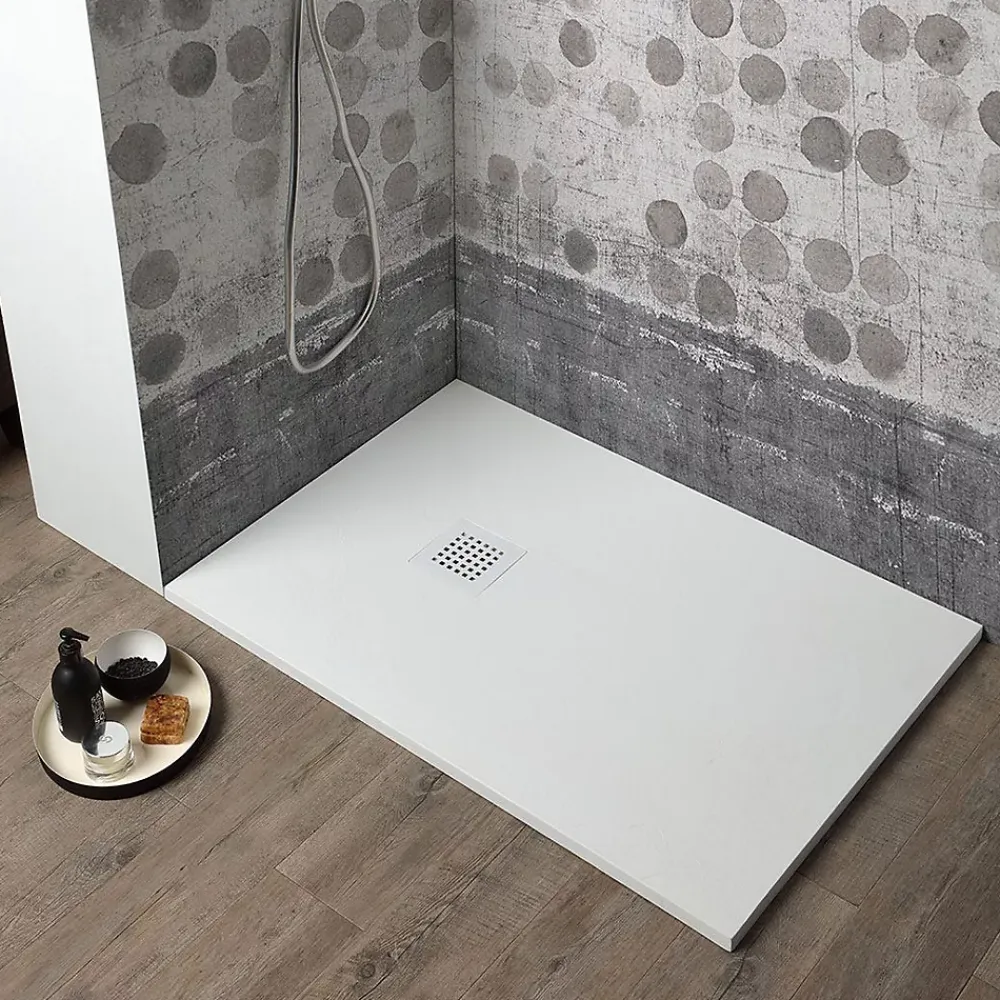 Receveur De Douche|Kiamami Valentina Receveur De Douche En Résine 150X80 Blanc Effet Pierre