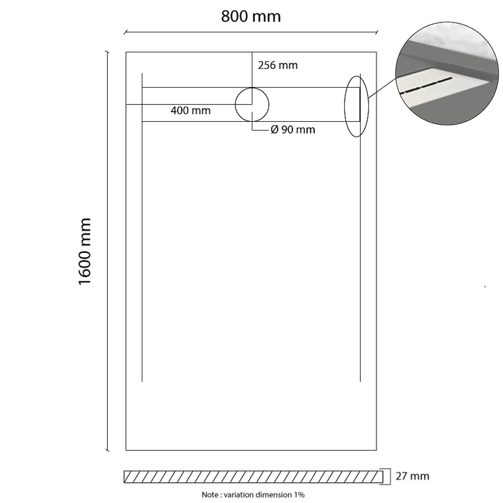 Receveur De Douche|Cosyneo Receveur de douche en résine extra plat à poser 80x160cm - blanc - Arhus