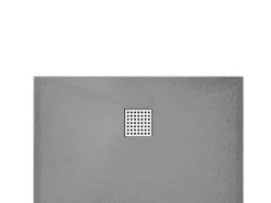 Receveur De Douche|Vente-unique Receveur de douche extra plat à poser ou à encastrer recoupable en résine SMC avec siphon - Gris - 140 x 90 cm - MIRNOSA