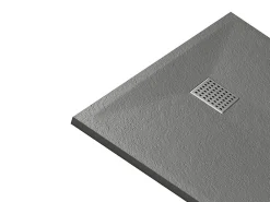 Receveur De Douche|Vente-unique Receveur de douche extra plat à poser ou à encastrer recoupable en résine SMC avec siphon - Gris - 140 x 90 cm - MIRNOSA
