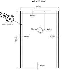 Receveur De Douche|Planète Bain Receveur de douche extra plat à poser 80x120 Design reflet ardoisé Blanc