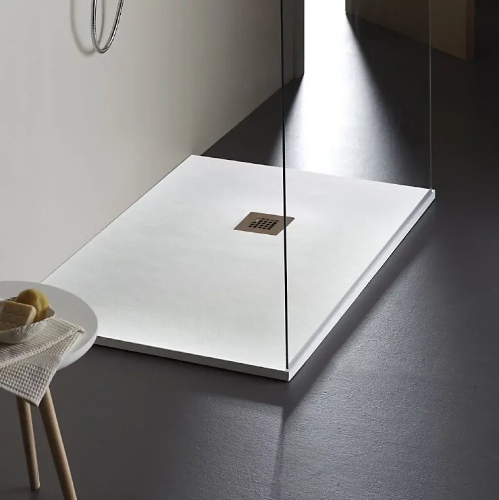 Receveur De Douche|Planète Bain Receveur de douche extra plat à poser 80x120 Design reflet ardoisé Blanc