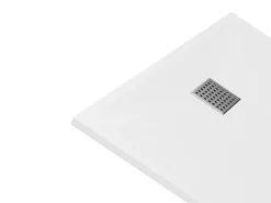 Vente-unique Receveur de douche extra plat à poser ou à encastrer recoupable en résine SMC - Blanc - 160 x 90 cm - MIRNOSA