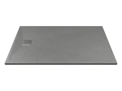 Receveur De Douche|Vente-unique Receveur de douche extra plat à poser ou à encastrer recoupable en résine SMC - Gris - 140 x 90 cm - MIRNOSA