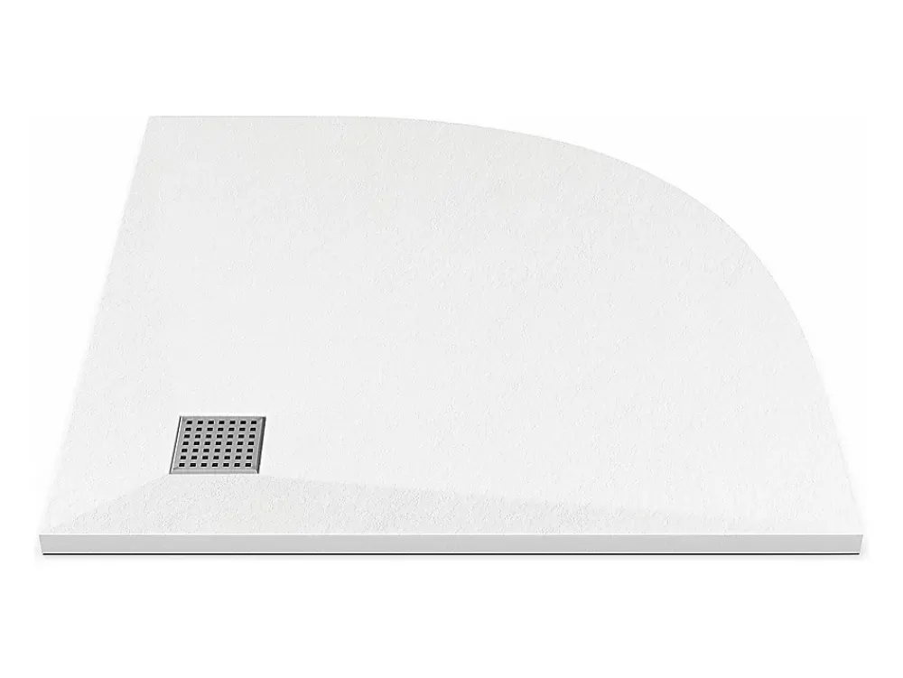 Receveur De Douche|Vente-unique Receveur de douche extra plat à poser ou à encastrer recoupable en résine SMC en quart de cercle - Blanc - 90 x 90 cm - SYFORSA