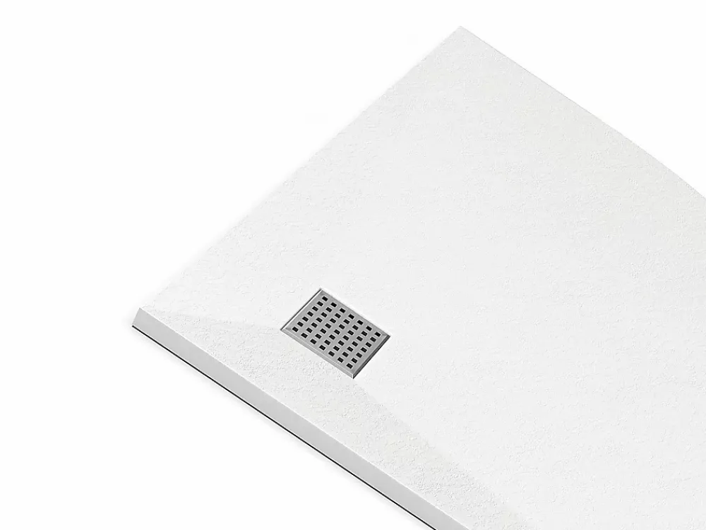 Receveur De Douche|Vente-unique Receveur de douche extra plat à poser ou à encastrer recoupable en résine SMC en quart de cercle - Blanc - 90 x 90 cm - SYFORSA