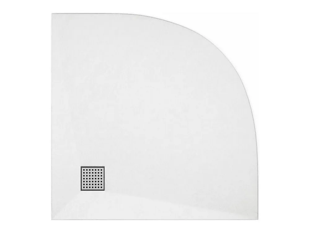 Receveur De Douche|Vente-unique Receveur de douche extra plat à poser ou à encastrer recoupable en résine SMC en quart de cercle - Blanc - 90 x 90 cm - SYFORSA