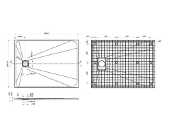 Receveur De Douche|Vente-unique Receveur de douche extra plat à poser ou à encastrer recoupable en résine SMC avec siphon - Blanc - 120 x 90 cm - MIRNOSA