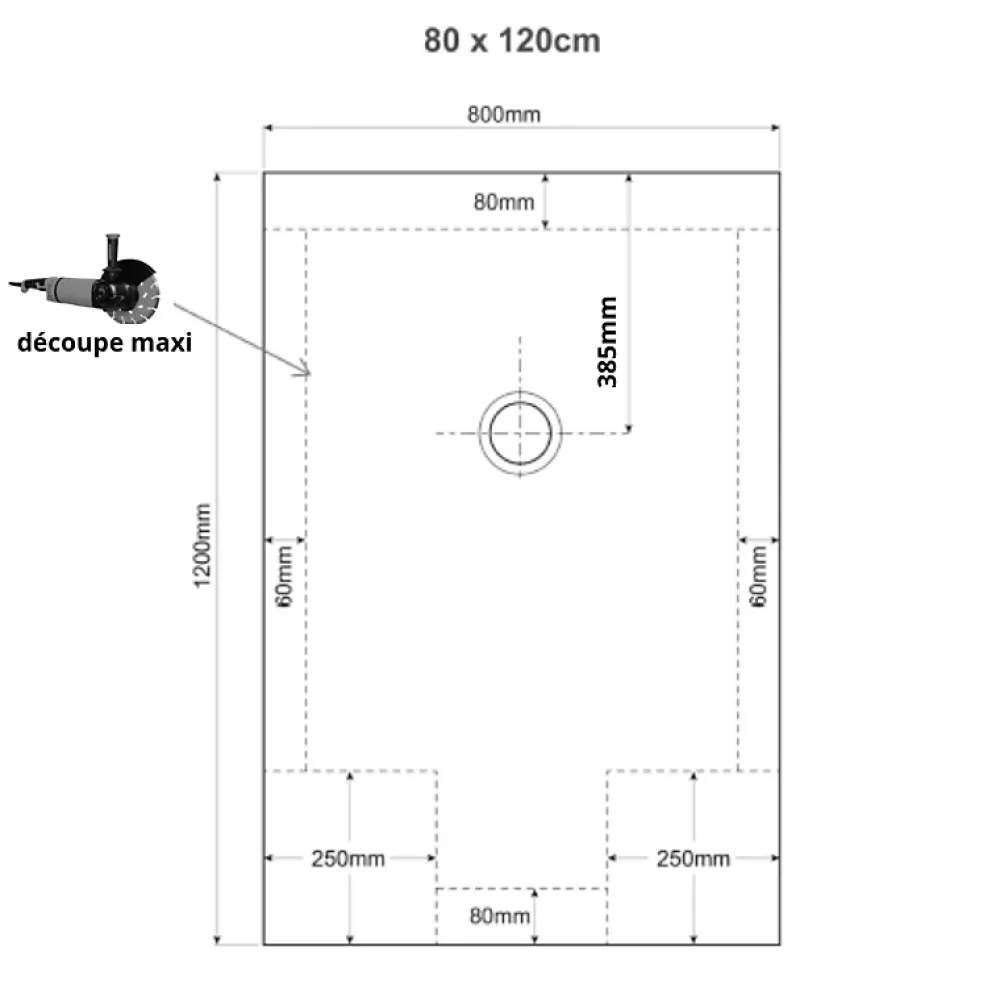 Planète Bain Receveur de douche extra plat 80x120 couleur taupe