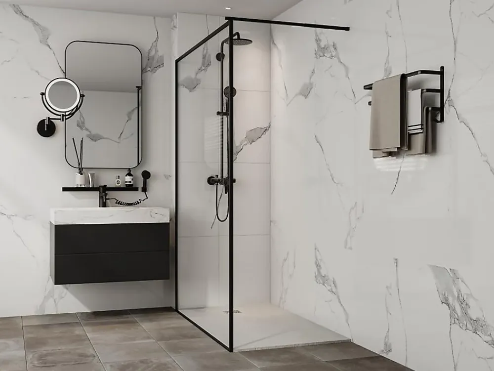 Receveur De Douche|Vente-unique Receveur de douche extra plat à poser ou à encastrer recoupable en résine SMC - Blanc - 140 x 80 cm - MIRNOSA