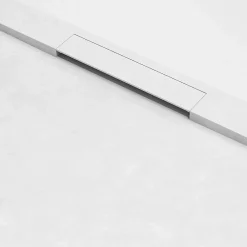 Lavaberg Receveur de Douche Extraplat 160x80cm Blanc - Résine Minérale - Antidérapant - Effet Ardoise - Bonde Incluse -