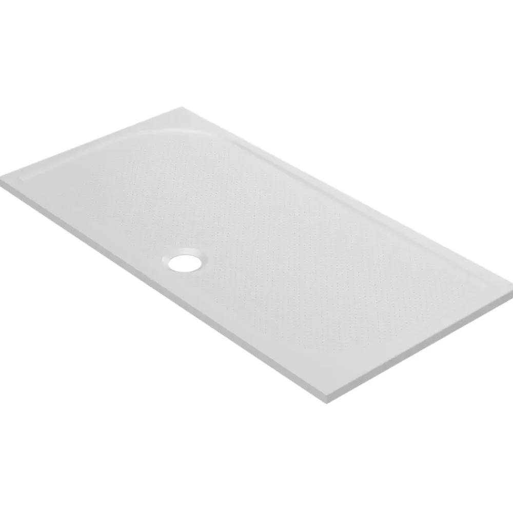 GoodHome Receveur de douche extra-plat l.70 x L.140 cm blanc anti dérapant, Limski