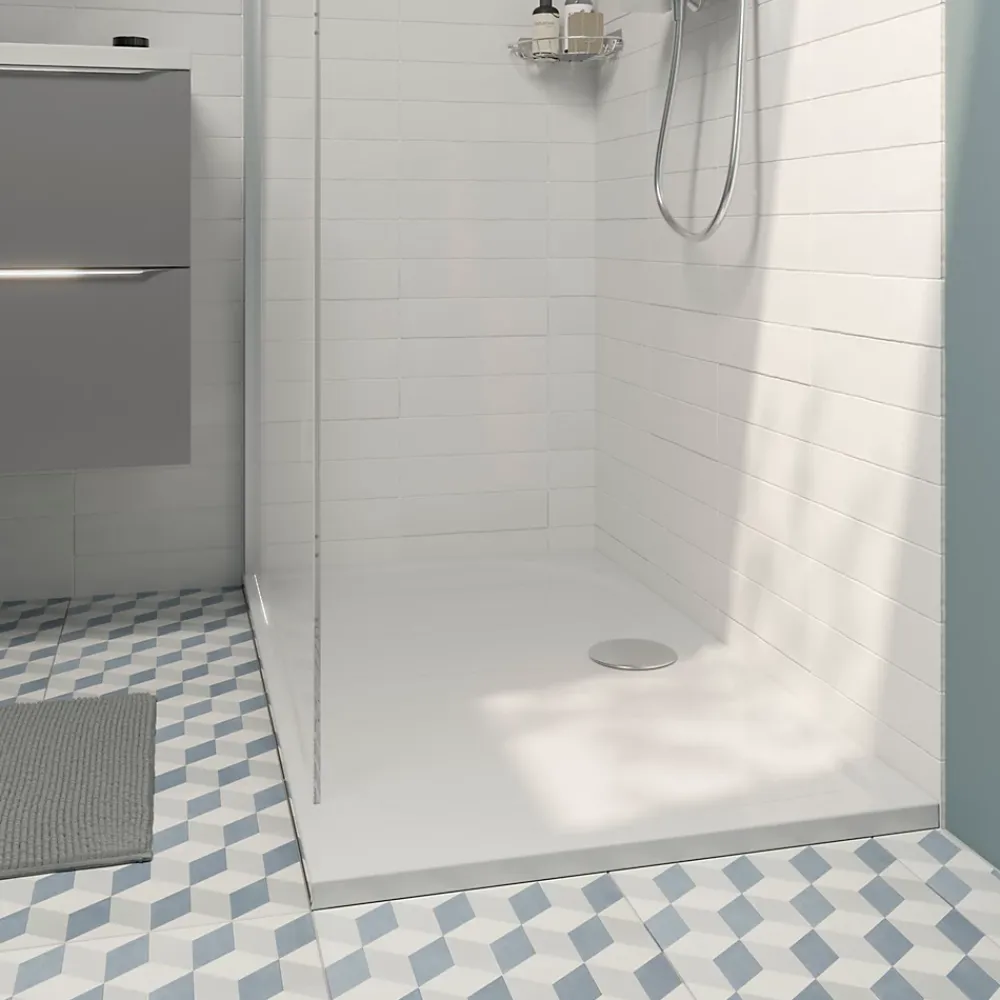 GoodHome Receveur de douche extra-plat l.70 x L.140 cm blanc anti dérapant, Limski